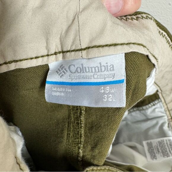 Columbia Men's Green Beige Flex ROC Canvas Cargo Utility Stretch Pants 48x32 - Picture 8 of 15